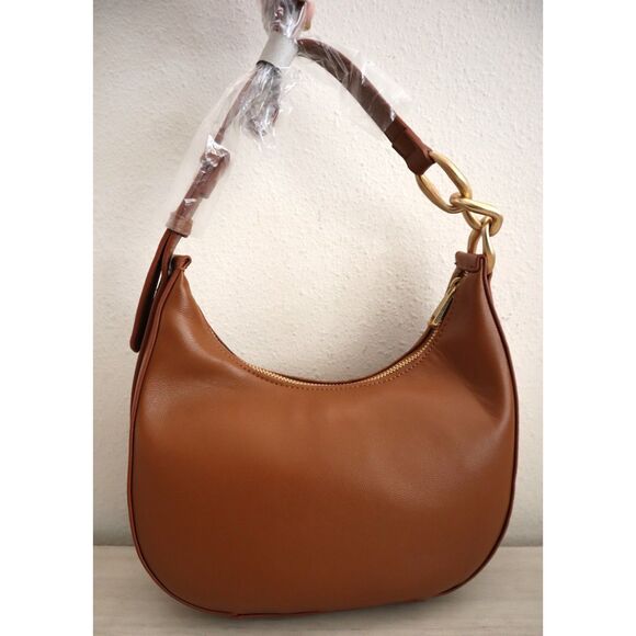 French Connection Cognac PU Leather Moritz Textured Smooth Hobo Shoulder Bag - Picture 2 of 14